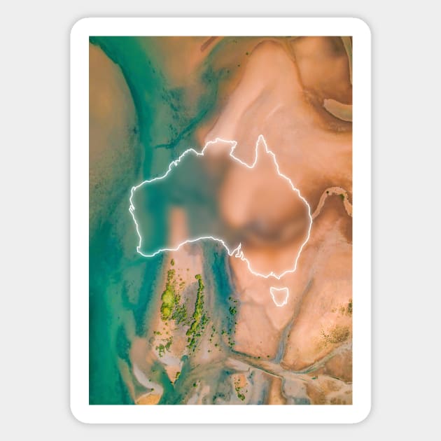 Australia Country Map | Luminous Landscapes Sticker by Visitify
